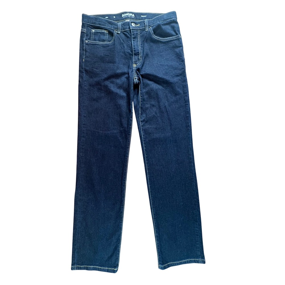 Sonoma Flexwear Jeans Youth Boys Size 18 Dark Blue Slim Fit Adjustable Waist EUC